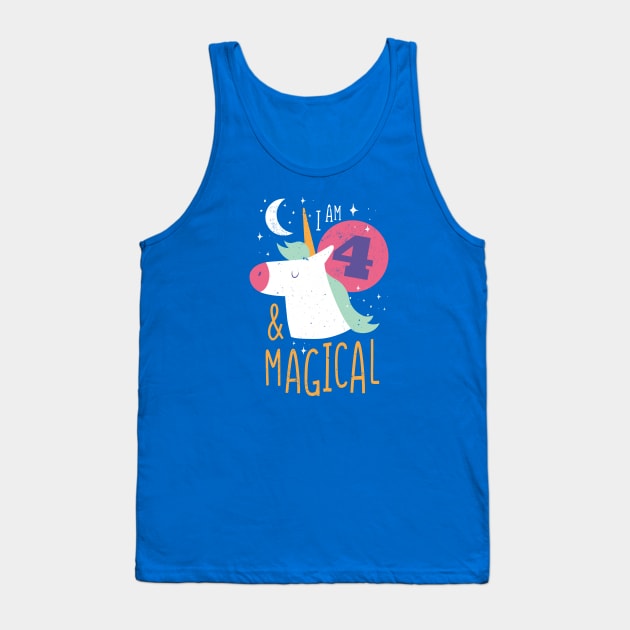 I'm 4 & Magical | Fun Unicorn Birthday Tank Top by SLAG_Creative